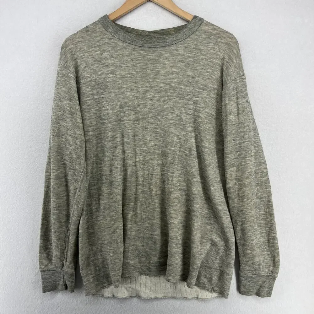 MEDALIST Shirt Mens M Thermal Wool Blend Base Layer Long Sleeve Gray USA VTG